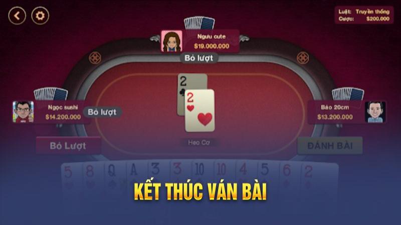 Kết thúc ván bài trong cách chơi bài tiến lên