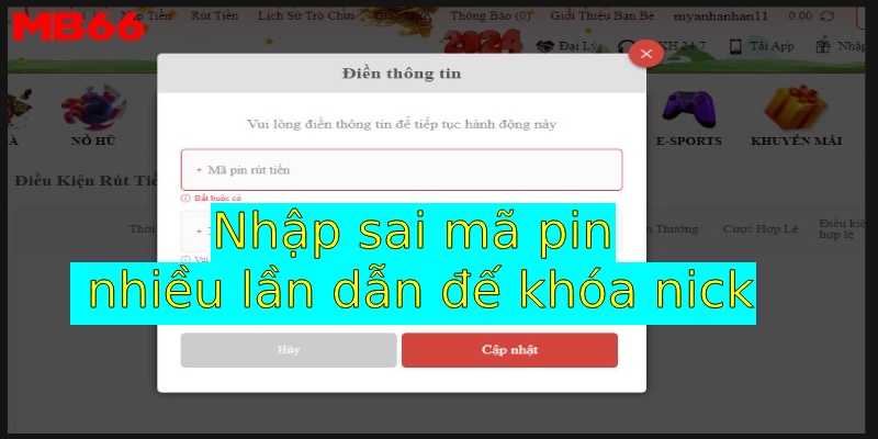 Nhập sai pass nhiều lần dẫn đến khóa nick