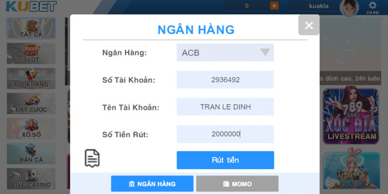 Chỉ dẫn rút tiền Kubet trên PC và Mobile
